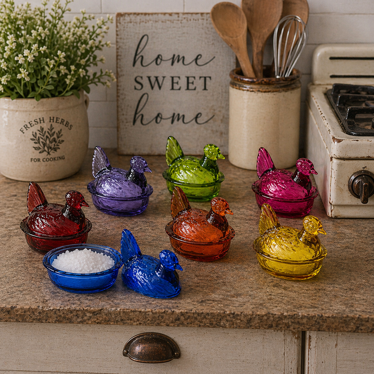 Nesting Hen Bowl & Lid - RUBY RED | Hand Blown Glass - Colombia-1