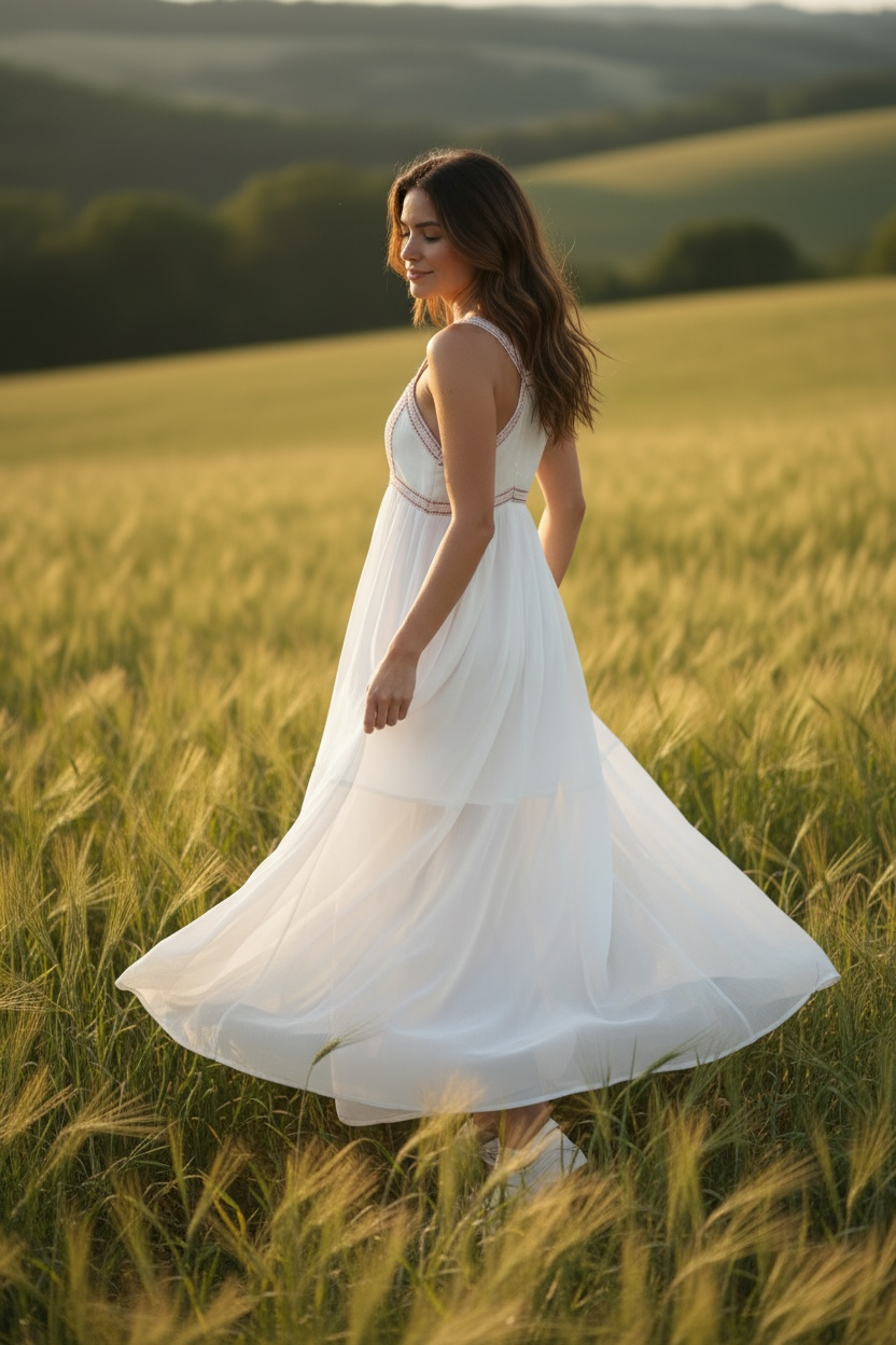 White Bronze Chiffon Dress-2