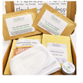 Eco-friendly letterbox self care gift set featuring bath salts, eye mask, facial mask, and balm