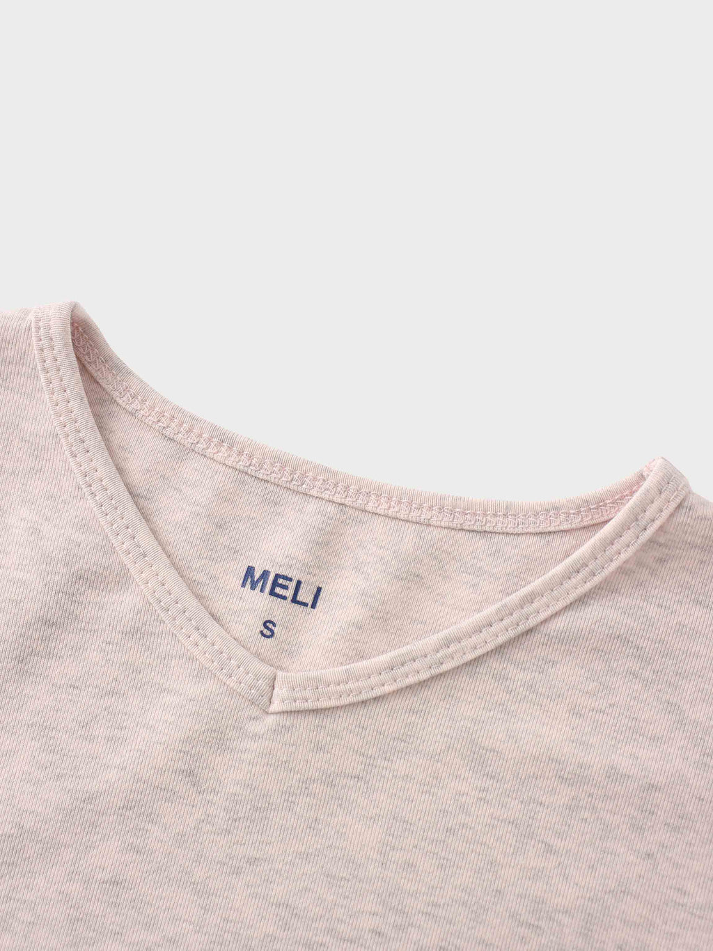 Basic High V Tee Long Sleeve-Heathered Pink/Grey-3