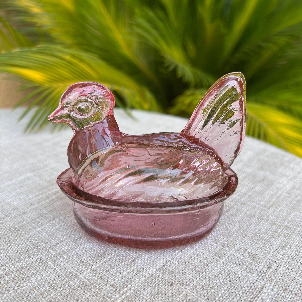 Nesting Hen Bowl & Lid - ROSE | Hand Blown Glass - Colombia-1