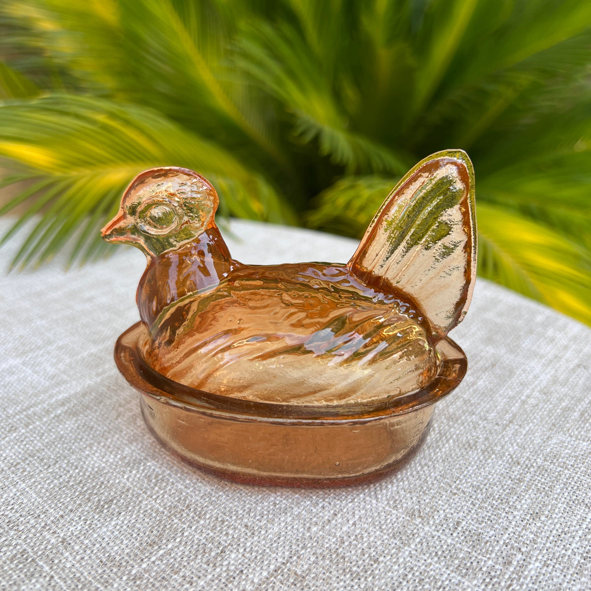 Nesting Hen Bowl & Lid - AMBER(Maple) | Hand Blown Glass - Colombia-1
