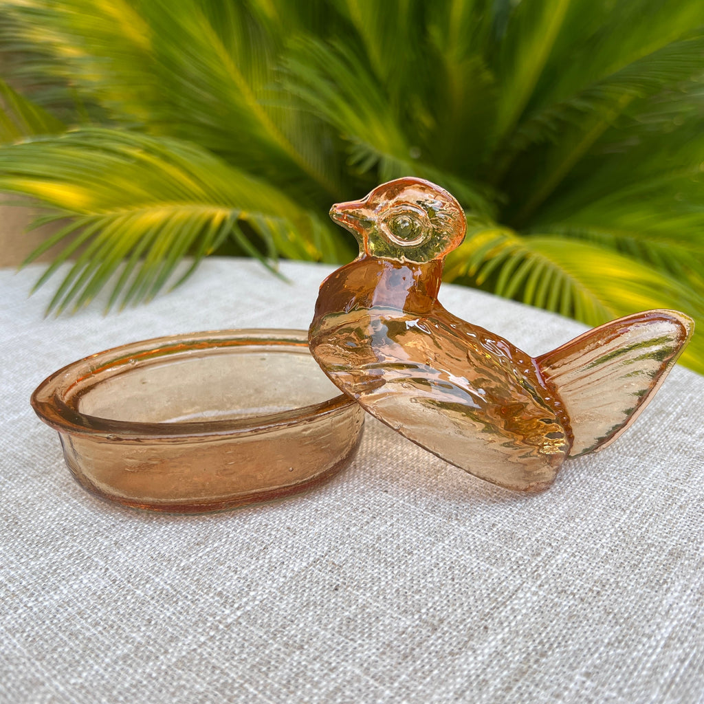 Nesting Hen Bowl & Lid - AMBER(Maple) | Hand Blown Glass - Colombia-4