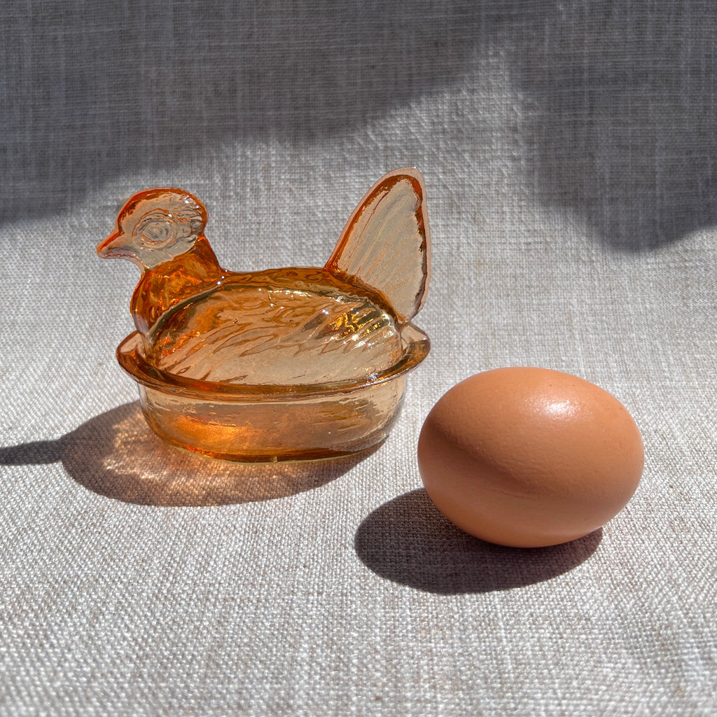 Nesting Hen Bowl & Lid - AMBER(Maple) | Hand Blown Glass - Colombia-2