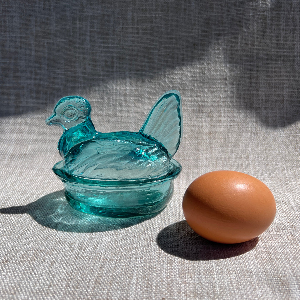Nesting Hen Bowl & Lid - GLACIER BLUE | Hand Blown Glass - Colombia-2