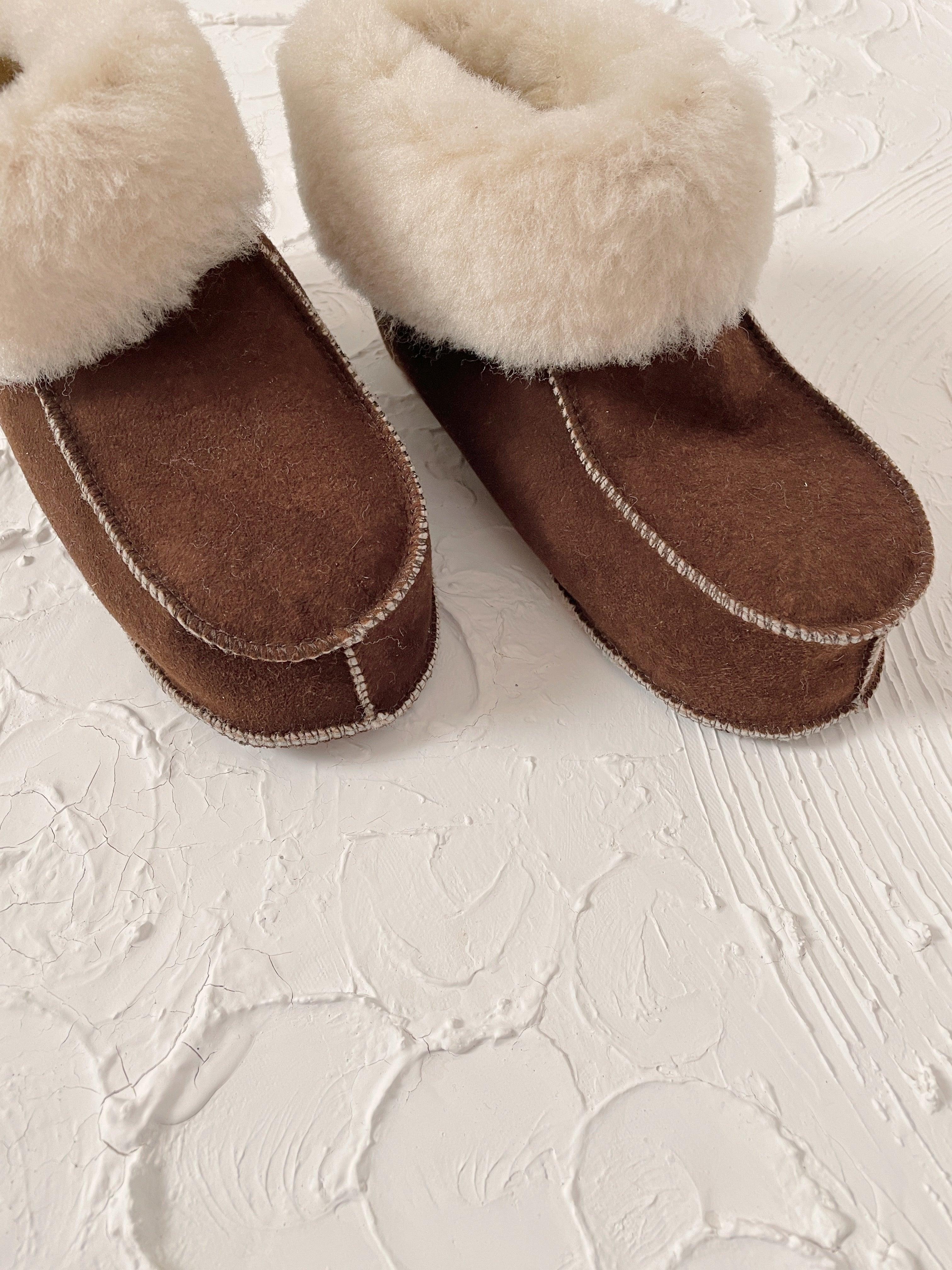 Adult brown natural sheepskin boots with cozy wool interior and genuine leather sole — view 4