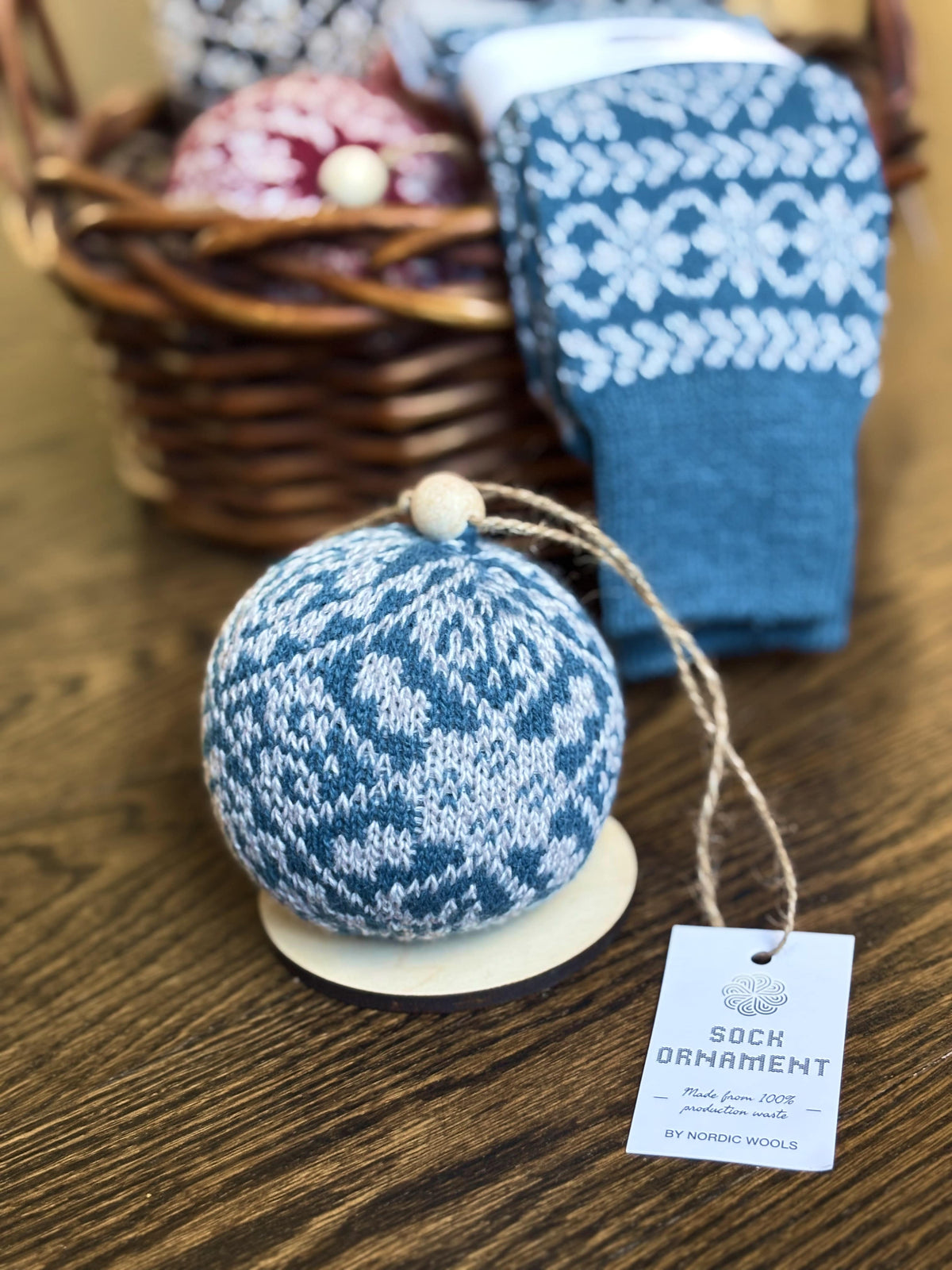 Zelta Teal Knit Christmas Ornament-2
