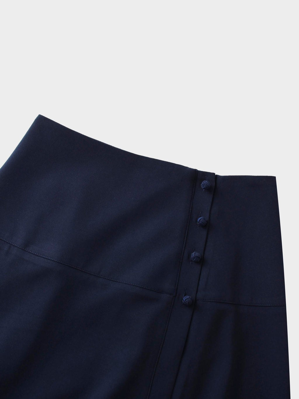 Side Button Yoke Skirt-Navy-2