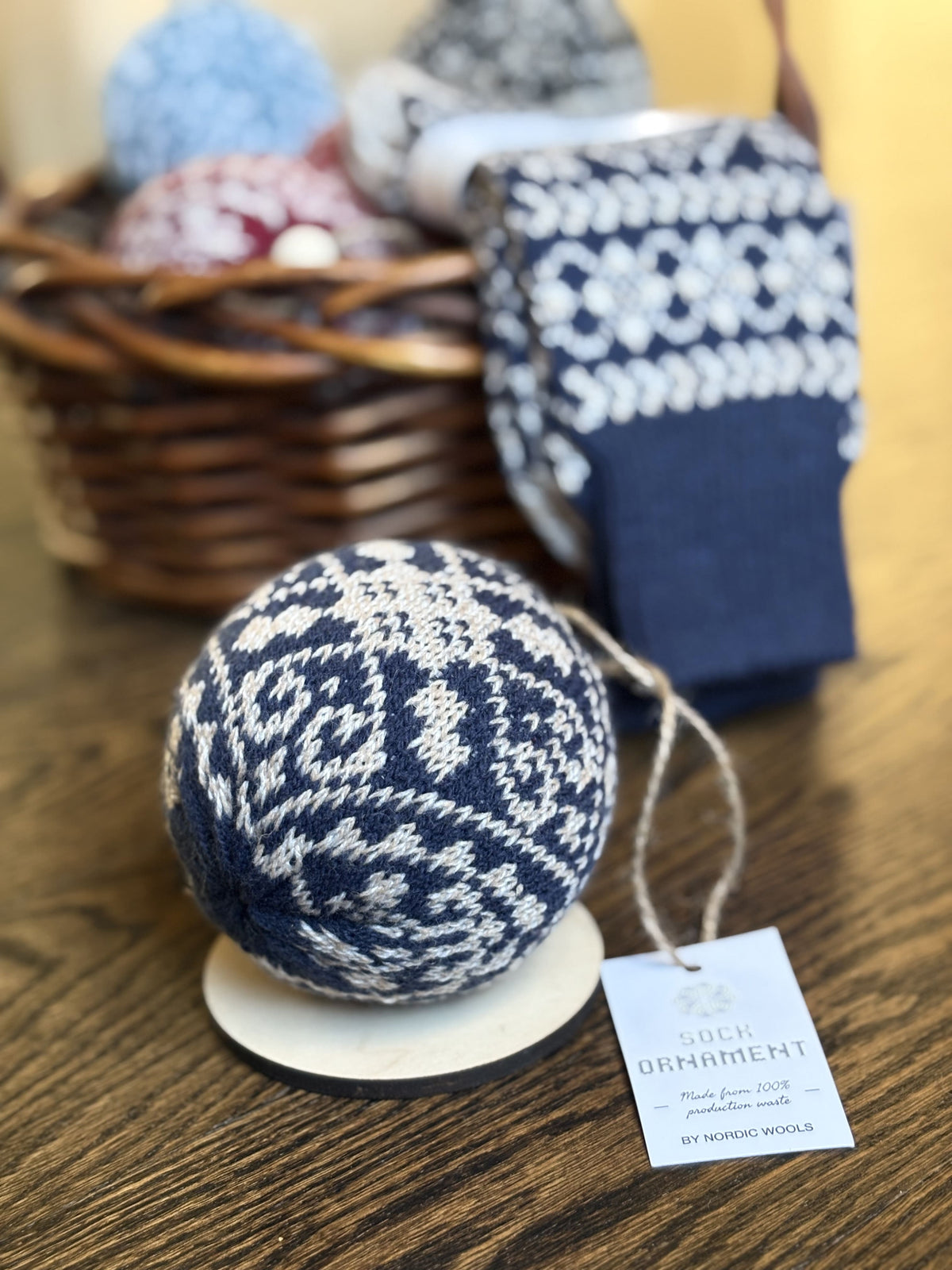 Zelta Navy Knit Christmas Ornament-2