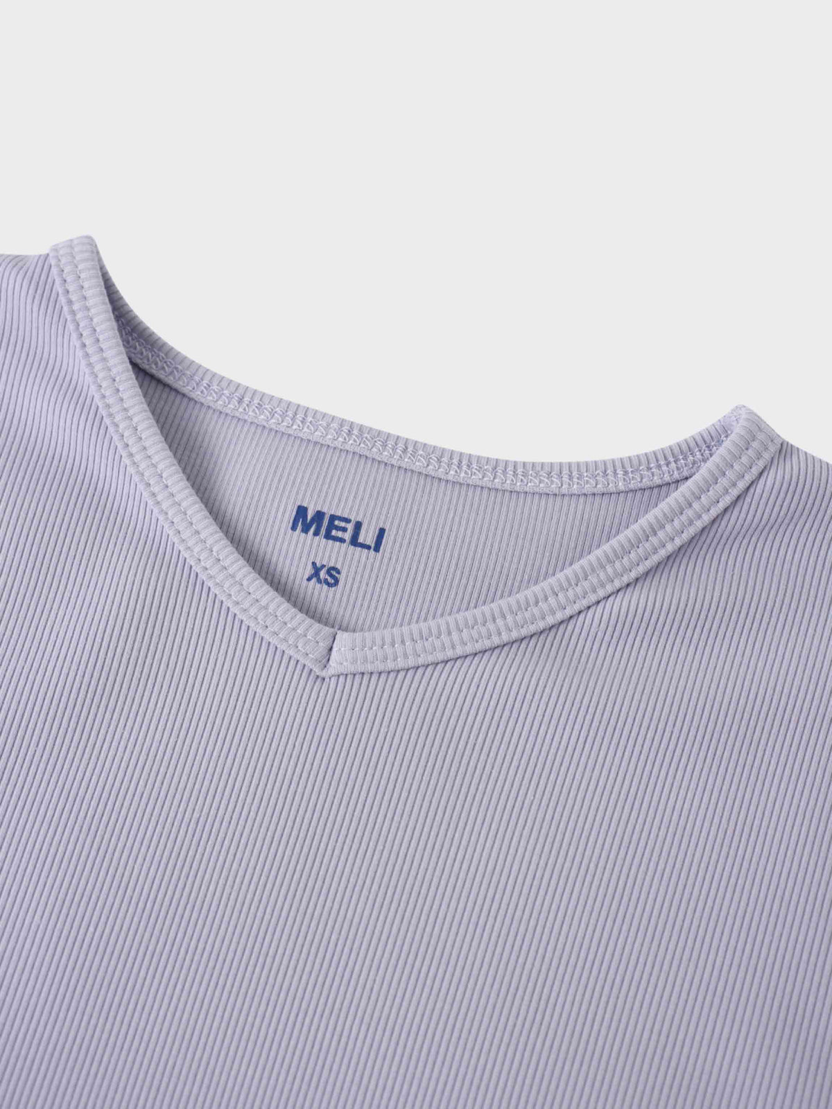 Soft Ribbed High V Tee-Lilac-3