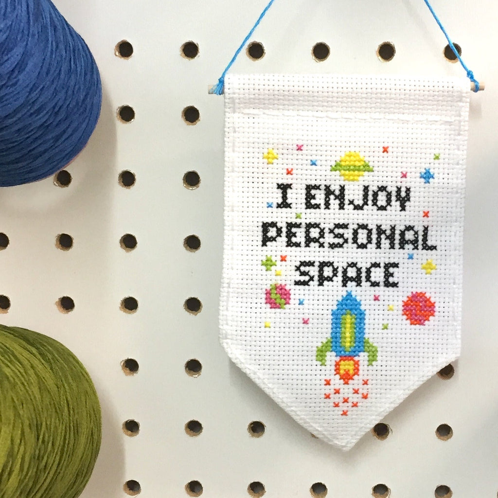 Personal Space Tiny Banner Counted Cross Stitch Kit-1