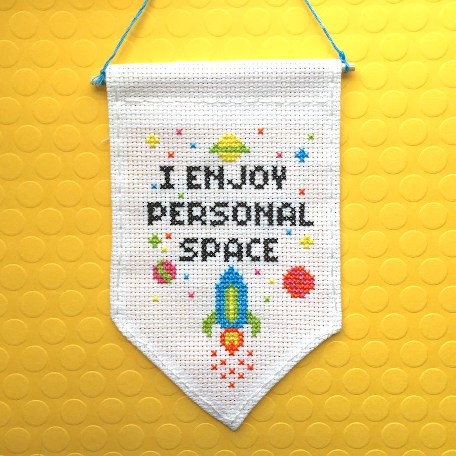 Personal Space Tiny Banner Counted Cross Stitch Kit-0