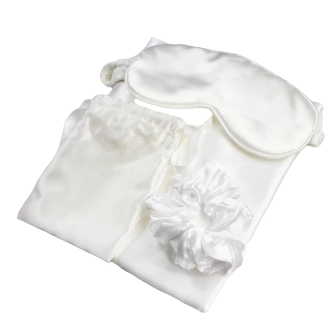 Premium mulberry silk pillowcase contoured eye mask and hair scrunchie 3-piece beauty sleep set — view 2