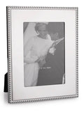 Bright metal 5x7 photo frame with a classic beaded edge for tabletop picture display