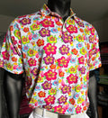 Men's classic fit tropical print golf polo shirt with front pockets and breathable stretchy fabric