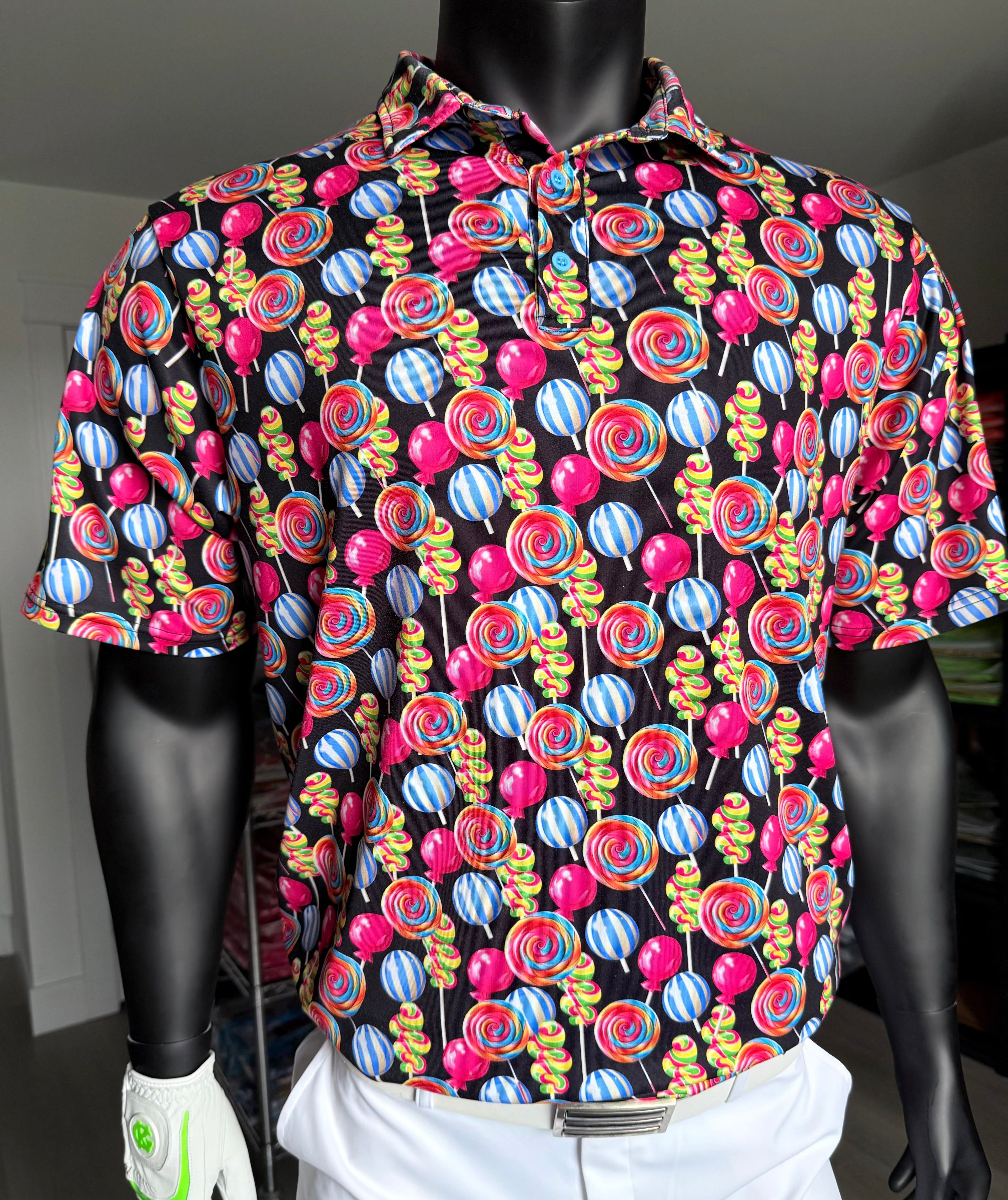 Men's classic fit tropical print golf polo shirt with front pockets and breathable stretchy fabric — view 3