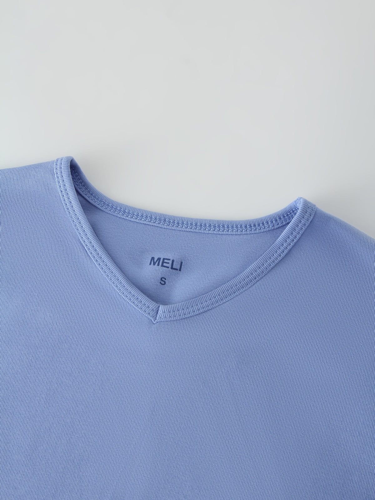 Basic High V Tee LS-Periwinkle-3