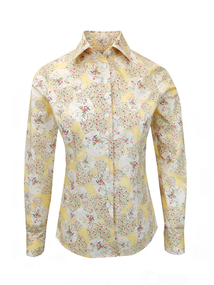Yellow Red Floral Print Shirt