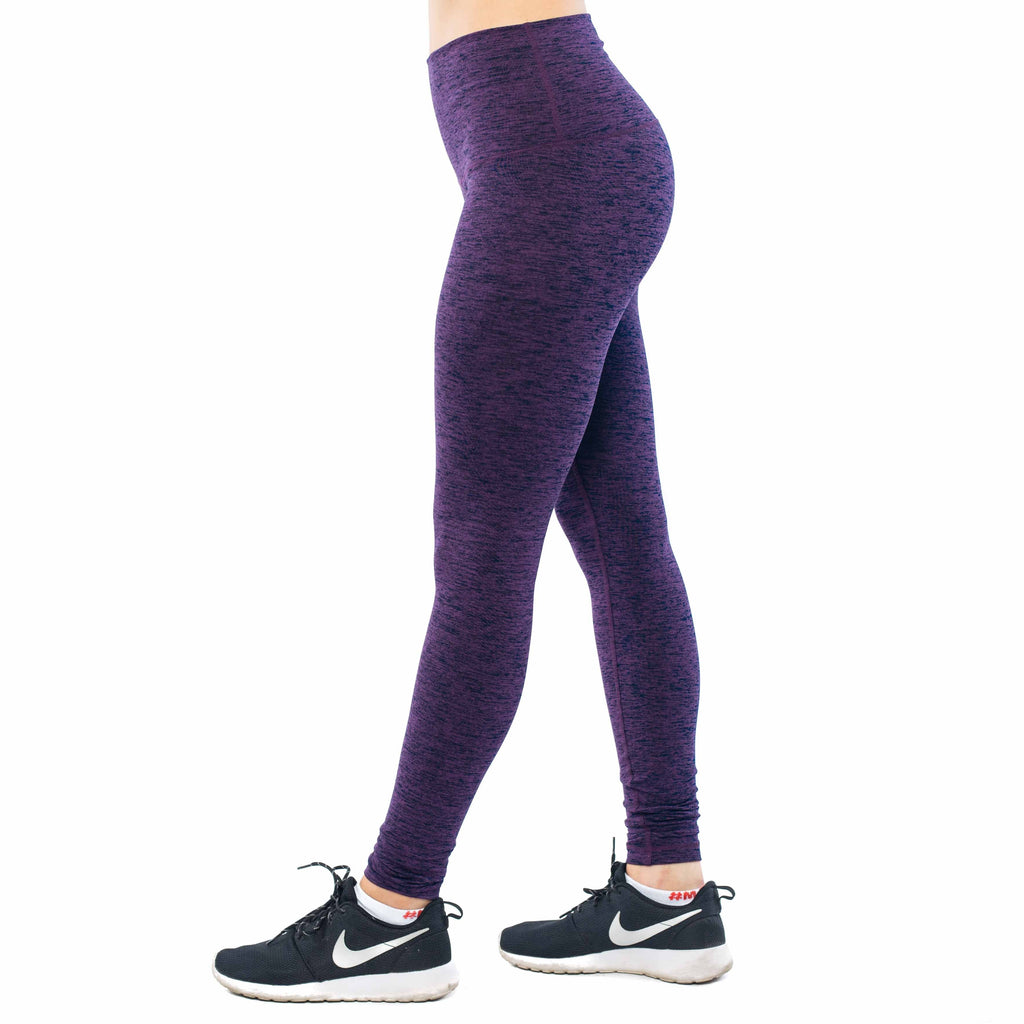 Womens athletic leggings in midnight black featuring a versatile high waistband and convenient hidden pockets — view 3
