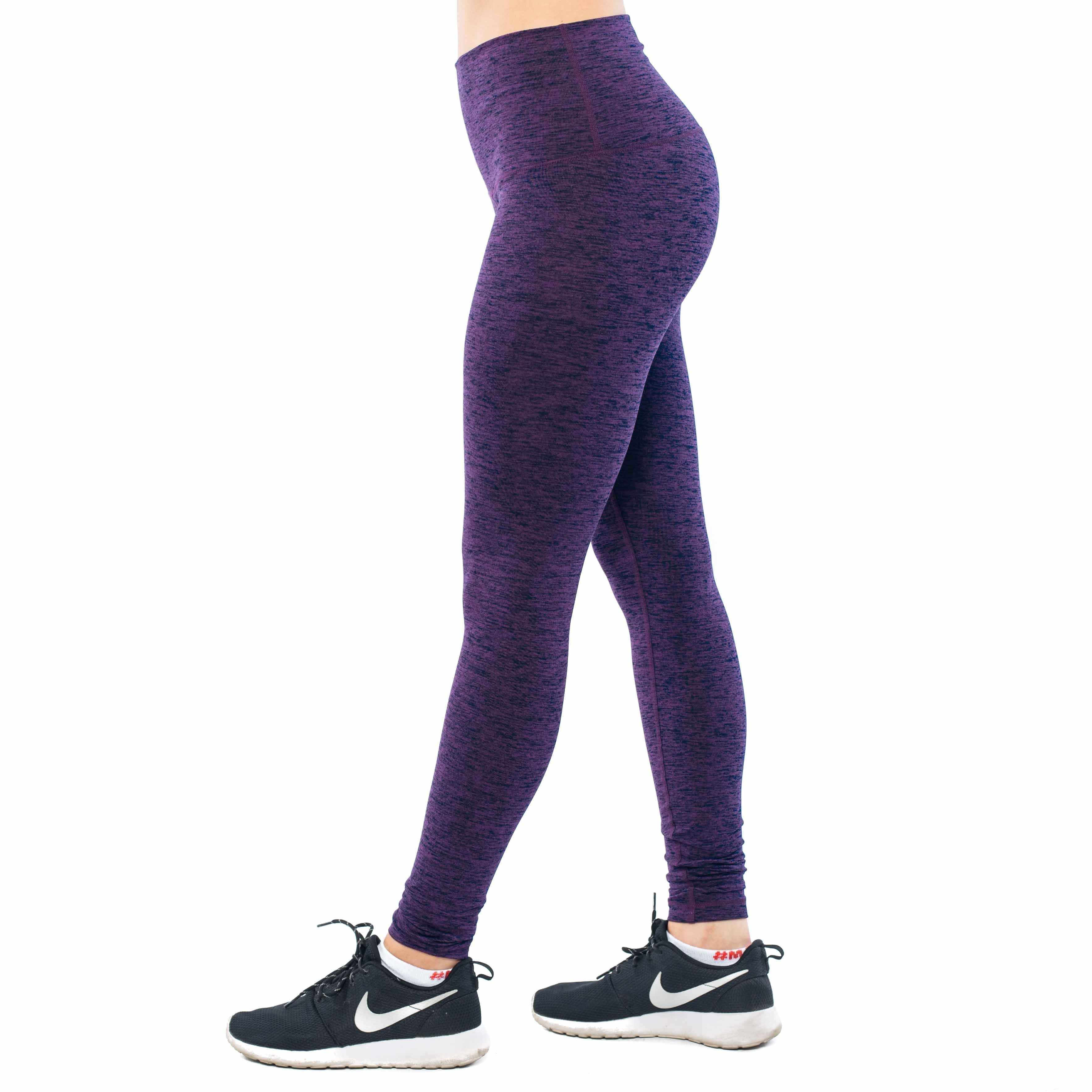 Womens athletic leggings in midnight black featuring a versatile high waistband and convenient hidden pockets — view 3