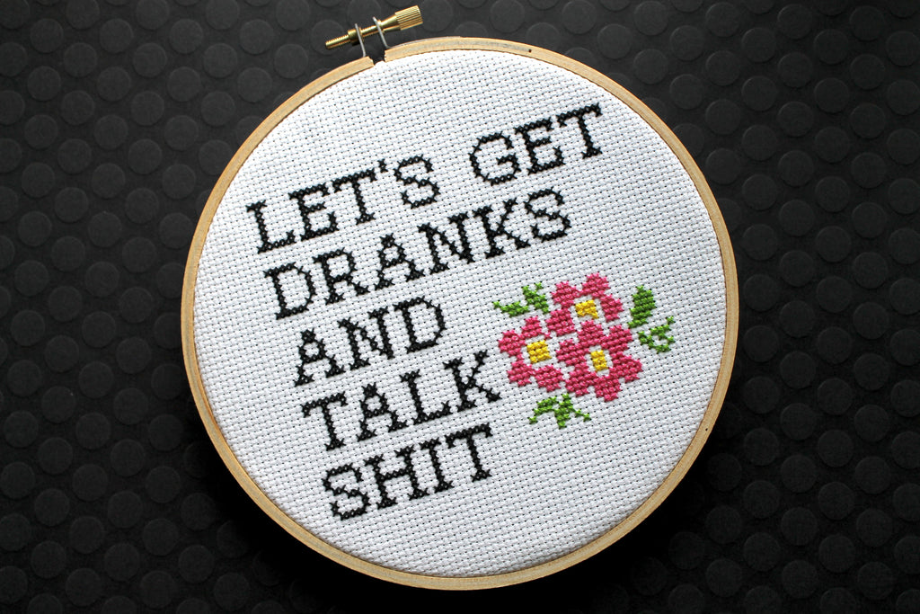 Let's Get Dranks and Talk Sh*t Counted Cross Stitch DIY KIT Intermediate-2