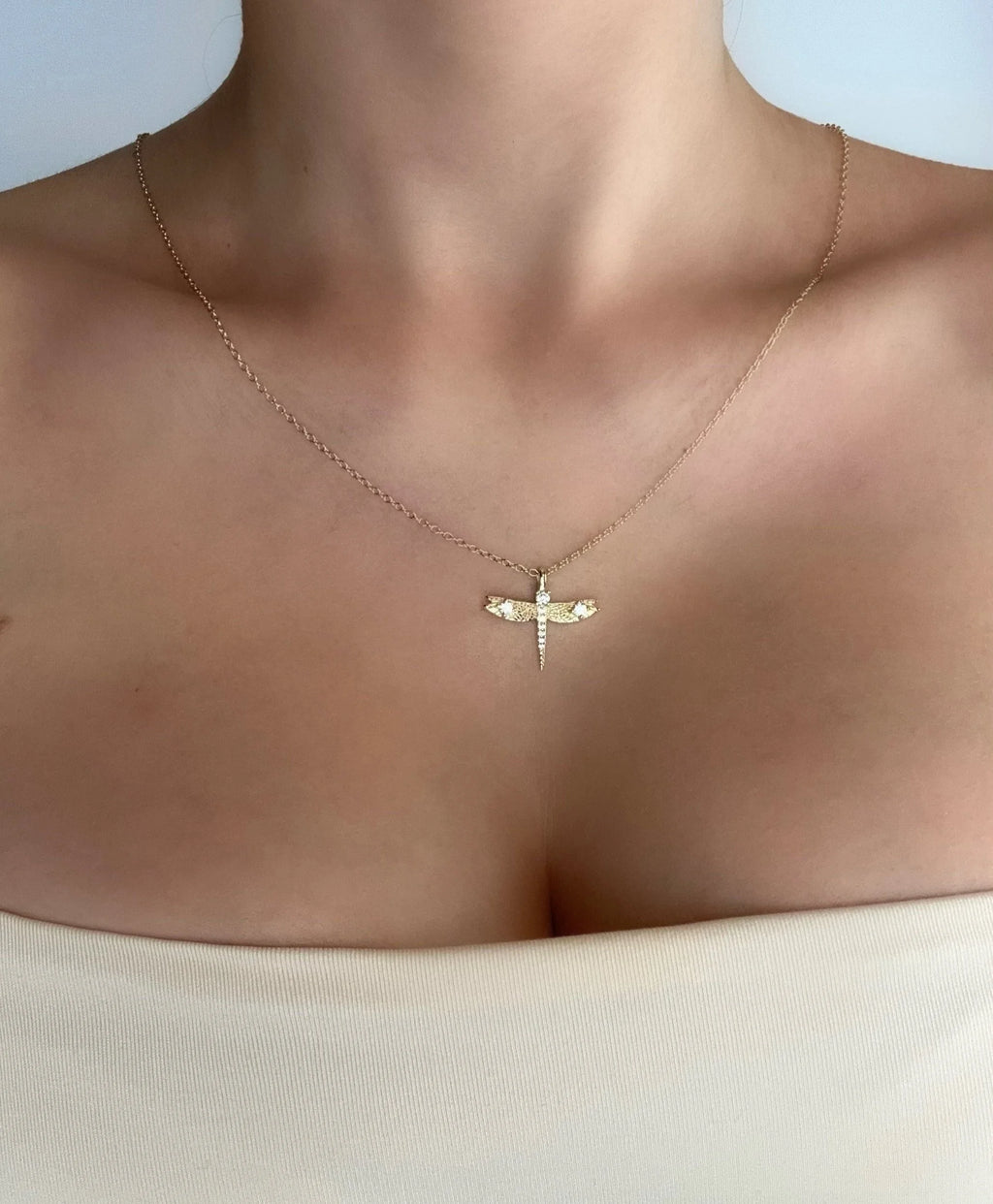 18K Gold Plated 925 Sterling Silver Elegant Dragonfly Necklace-9
