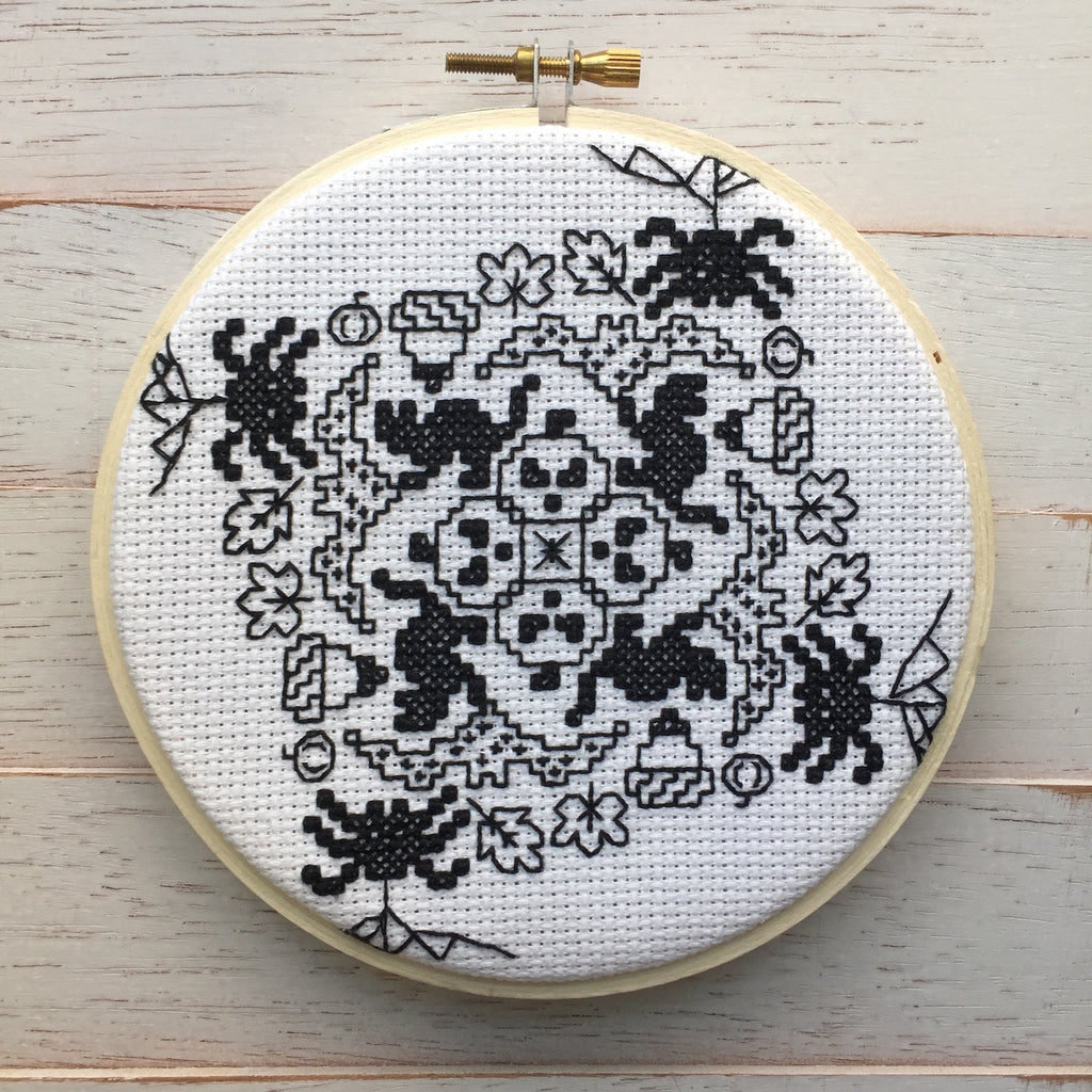 Blackwork Halloween Counted Cross Stitch DIY KIT-0