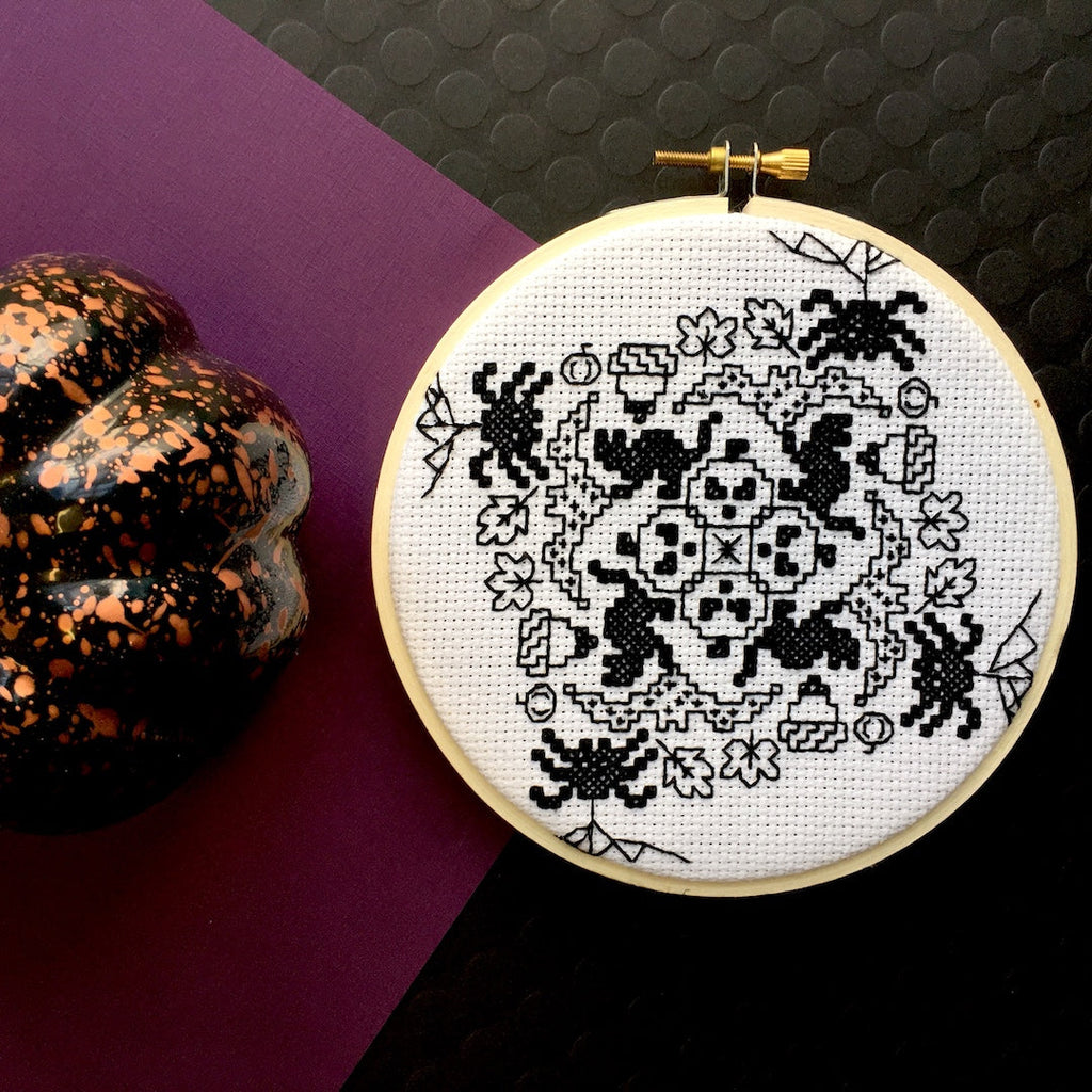Blackwork Halloween Counted Cross Stitch DIY KIT-1