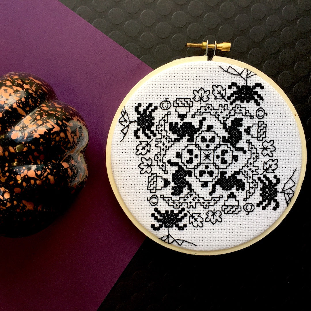 Blackwork Halloween Counted Cross Stitch DIY KIT-1