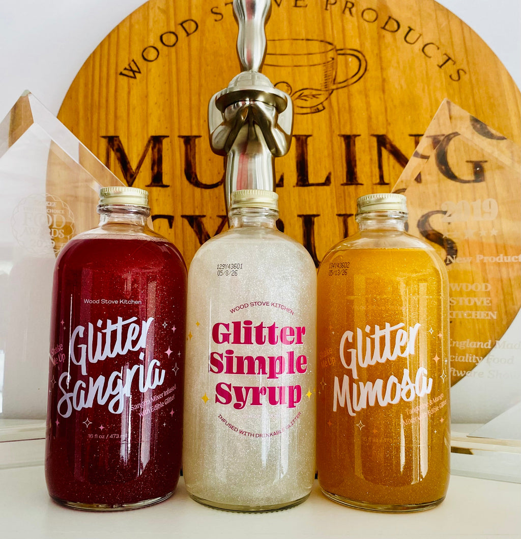 Glitter Cocktail Box Set with three bottles of shimmering edible glitter drink mixers — view 2