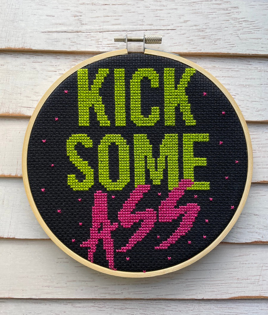 Kick Some As Counted Cross Stitch DIY KIT-1