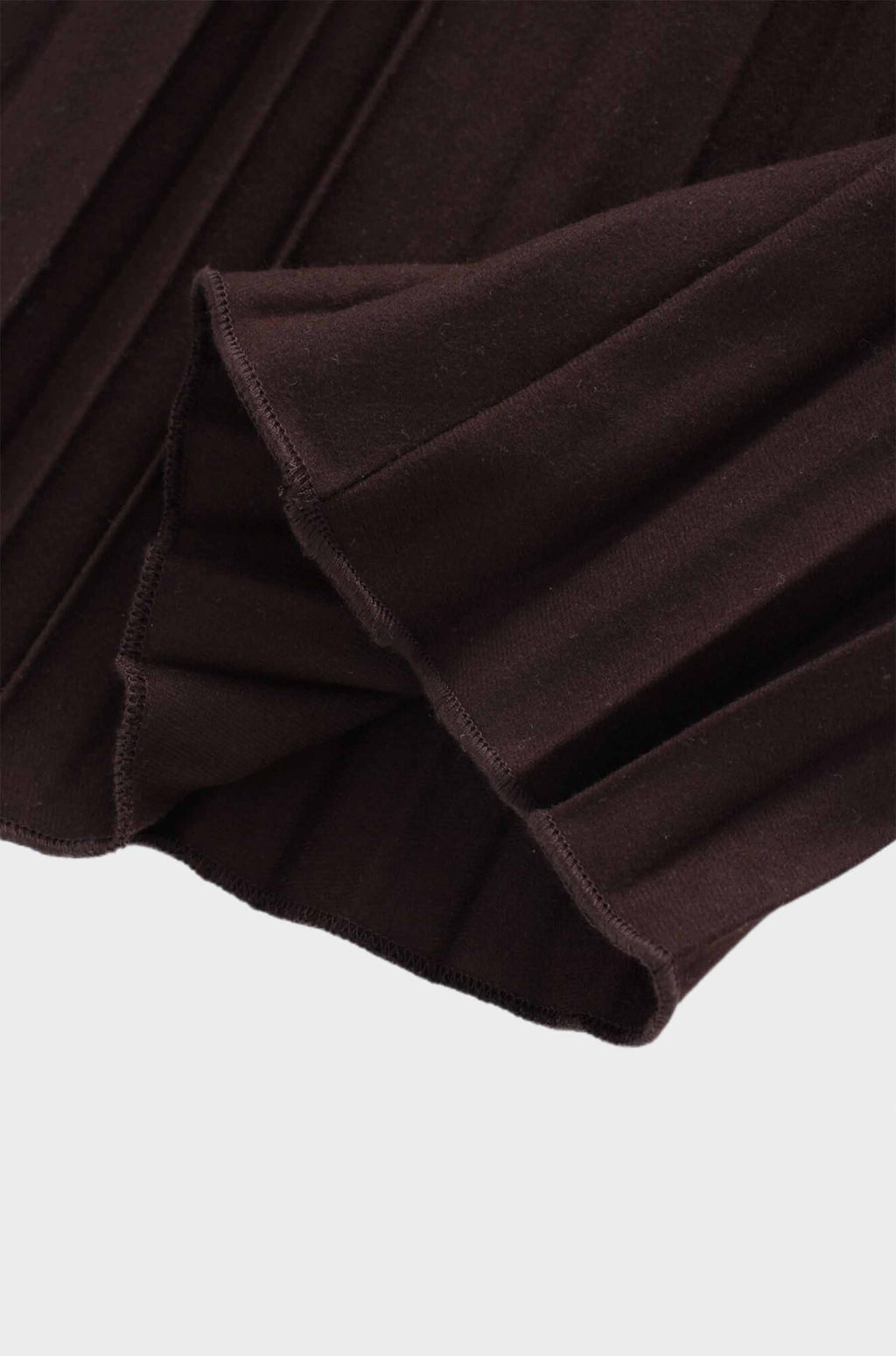 Wool Blend  Pleated Skirt-Dark Brown-4