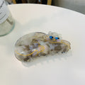 Hand-painted cat large hair claw clip made of eco-friendly cellulose acetate with double sided design