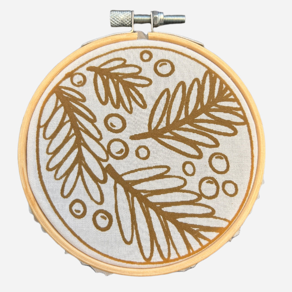 Snow fir mini batik craft kit featuring a painted winter tree in a 10cm wooden ring — view 2
