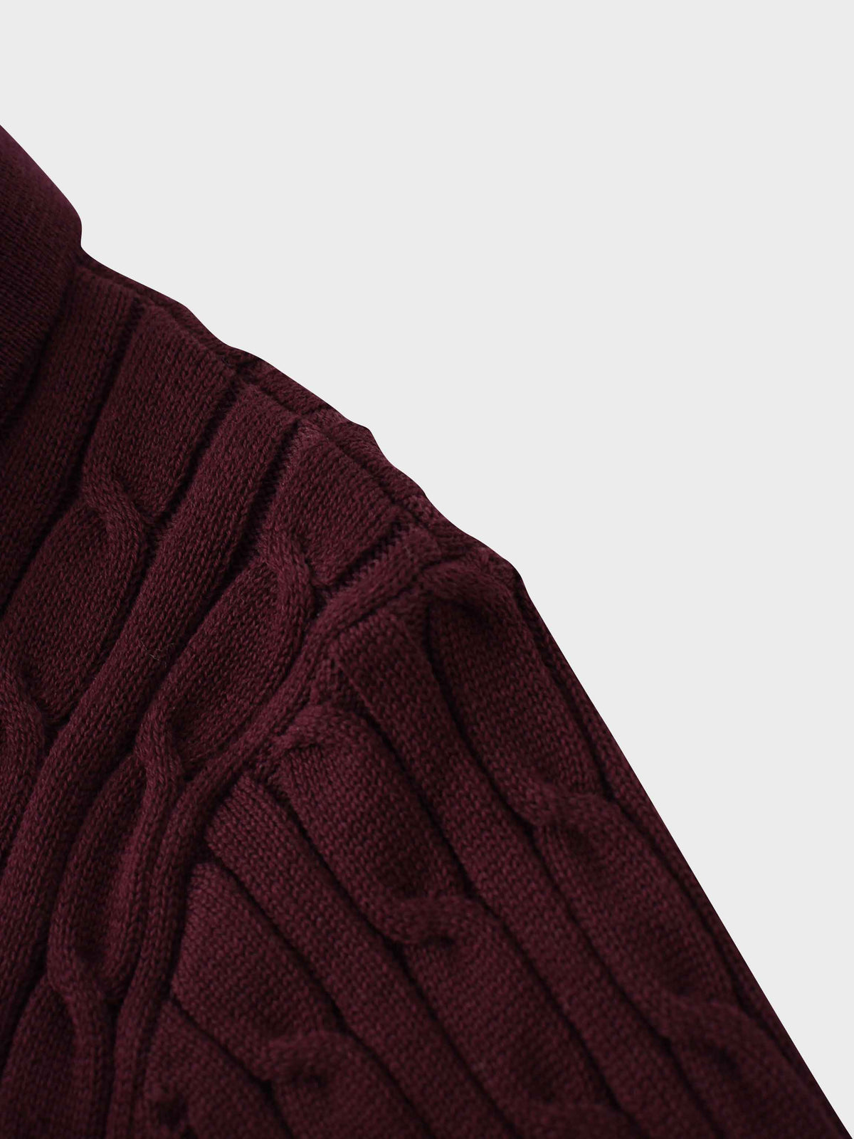 Leather Pull Half Zip Cable Polo-Burgundy-3