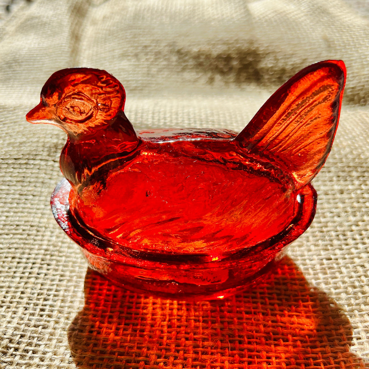 Nesting Hen Bowl & Lid - TANGERINE (Pumpkin)| Hand Blown Glass - Colombia-3