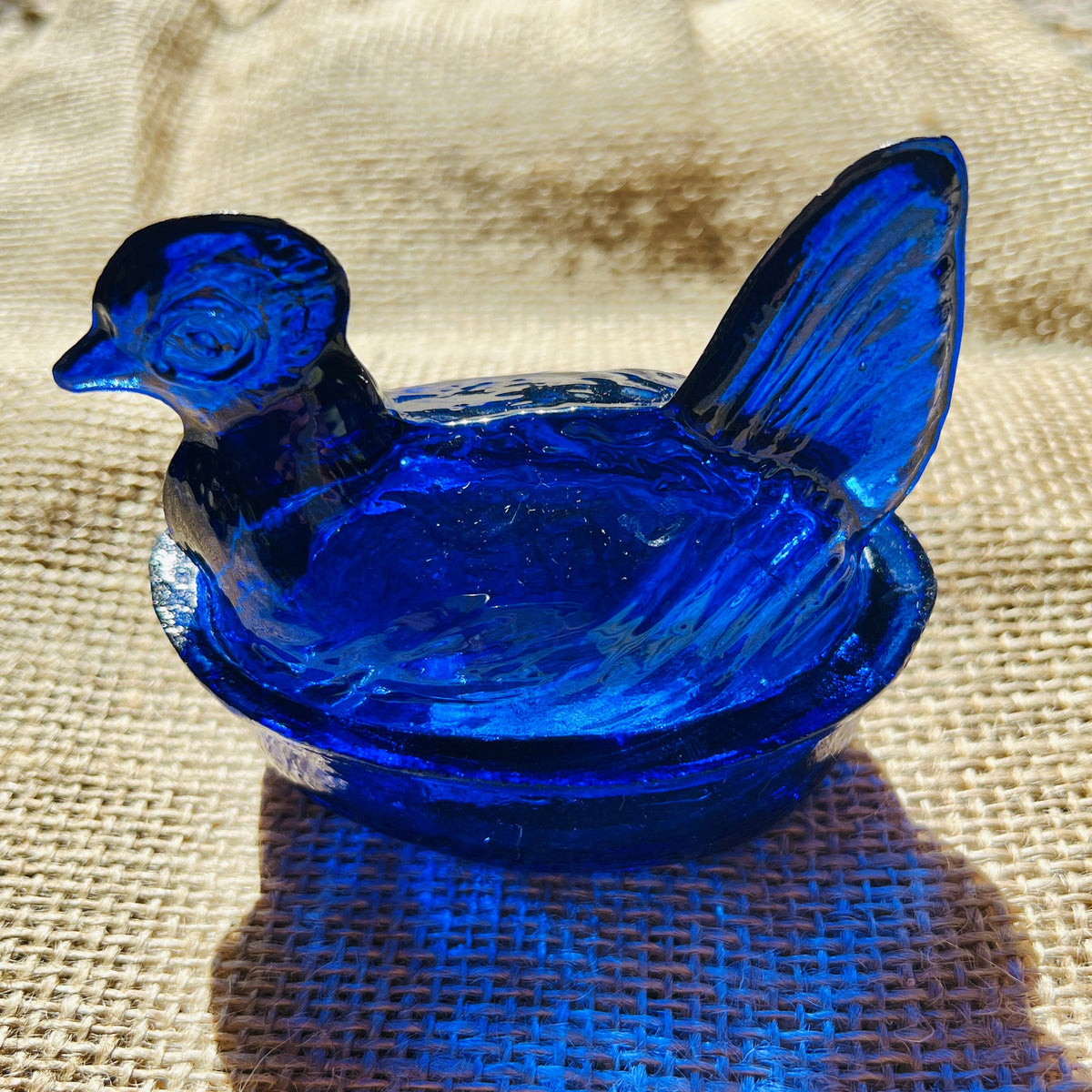 Nesting Hen Bowl & Lid - SAPPHIRE BLUE | Hand Blown Glass - Colombia-3