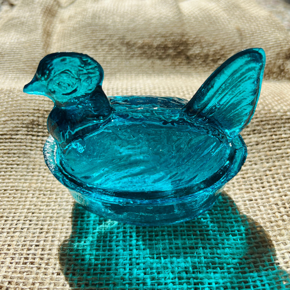 Nesting Hen Bowl & Lid -TURQUOISE | Hand Blown Glass -Colombia-4