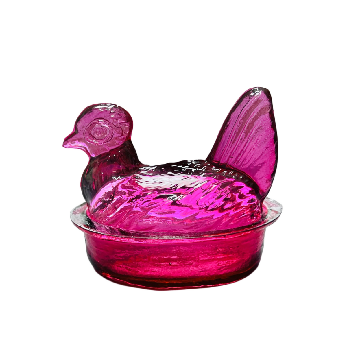 Nesting Hen Bowl & Lid - MAGENTA | Hand Blown Glass - Colombia-0