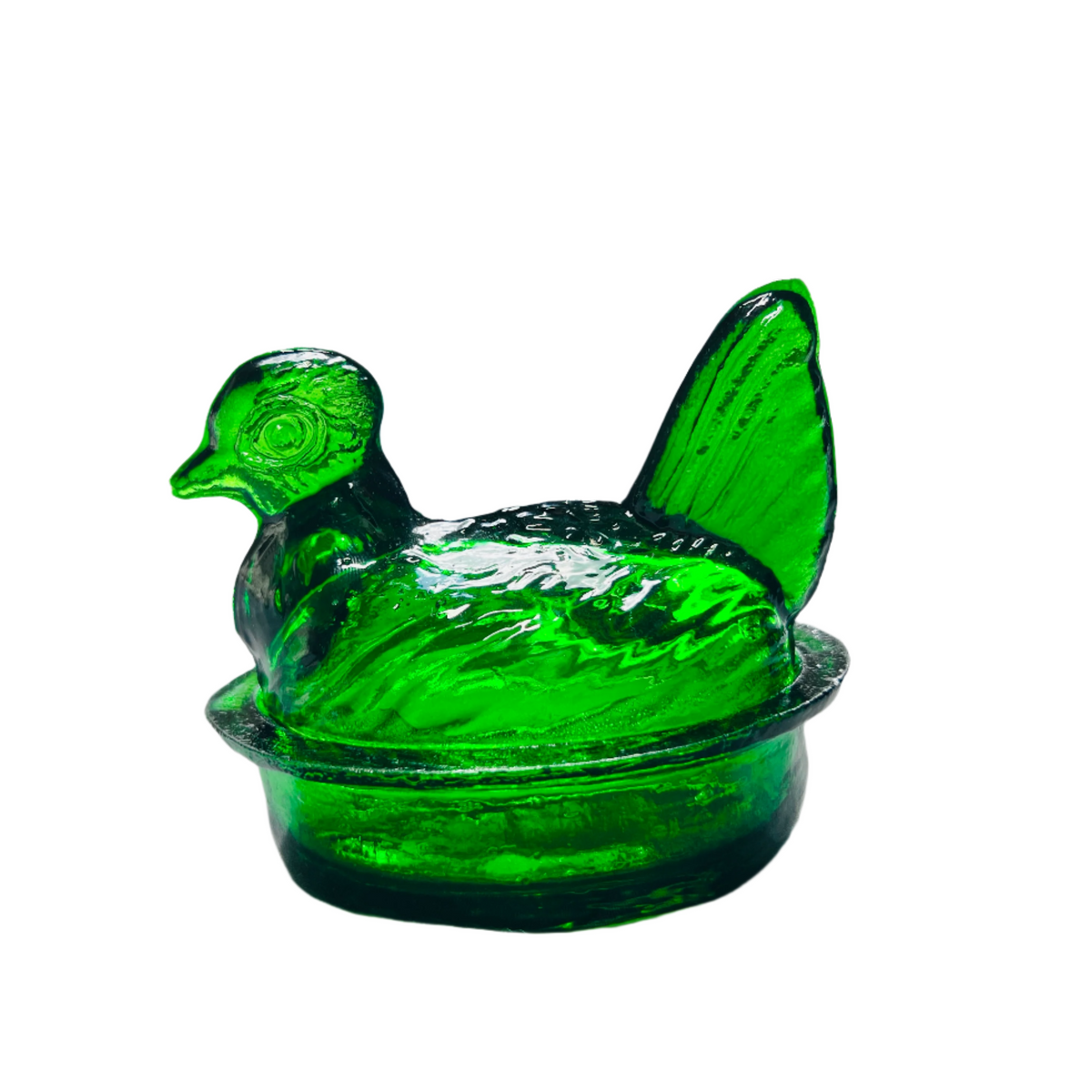 Nesting Hen Bowl & Lid - EMERALD GREEN | Hand Blown Glass - Colombia-0