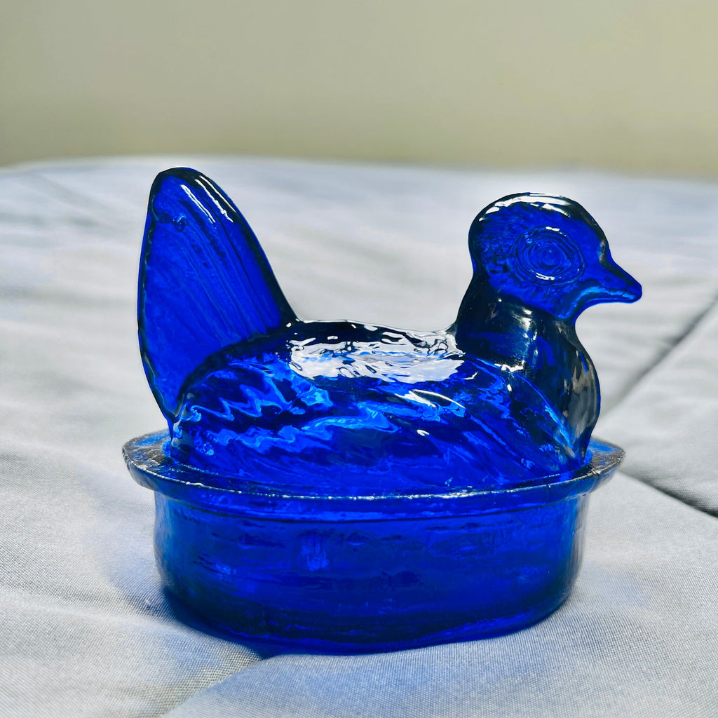 Nesting Hen Bowl & Lid - SAPPHIRE BLUE | Hand Blown Glass - Colombia-4