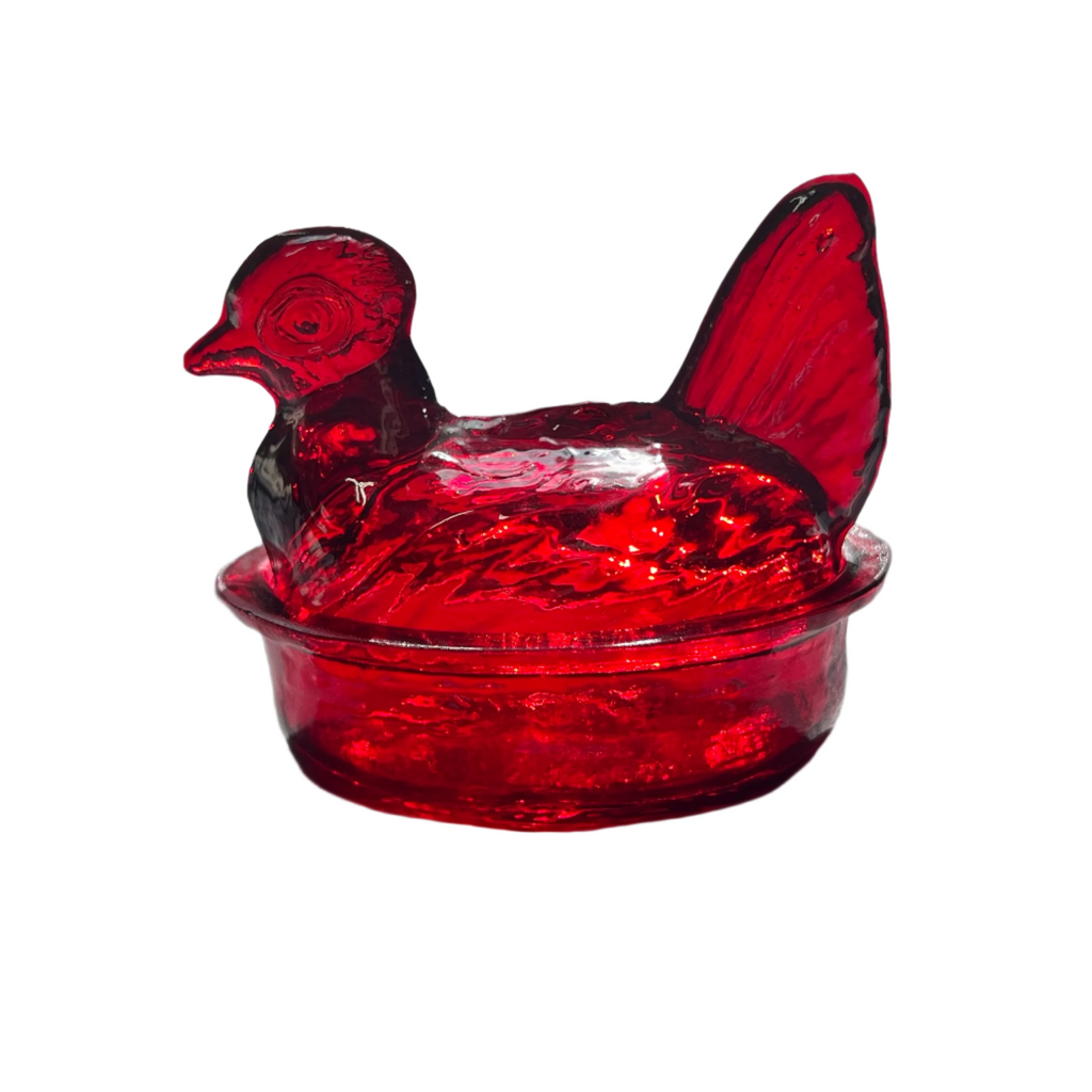 Nesting Hen Bowl & Lid - RUBY RED | Hand Blown Glass - Colombia-0