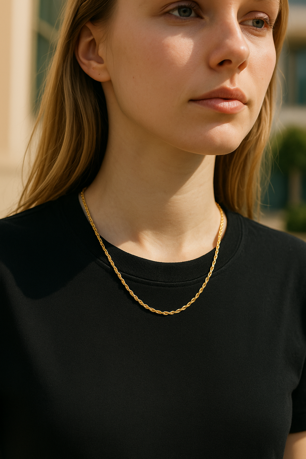 Rope Chain - 18K Gold Plated, Waterproof Necklace-2
