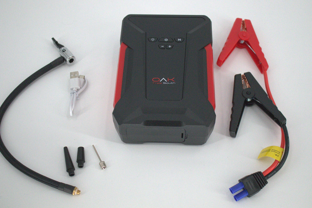 Portable 1000 Amp battery jumper power bank with air compressor cables and carrying case — view 3