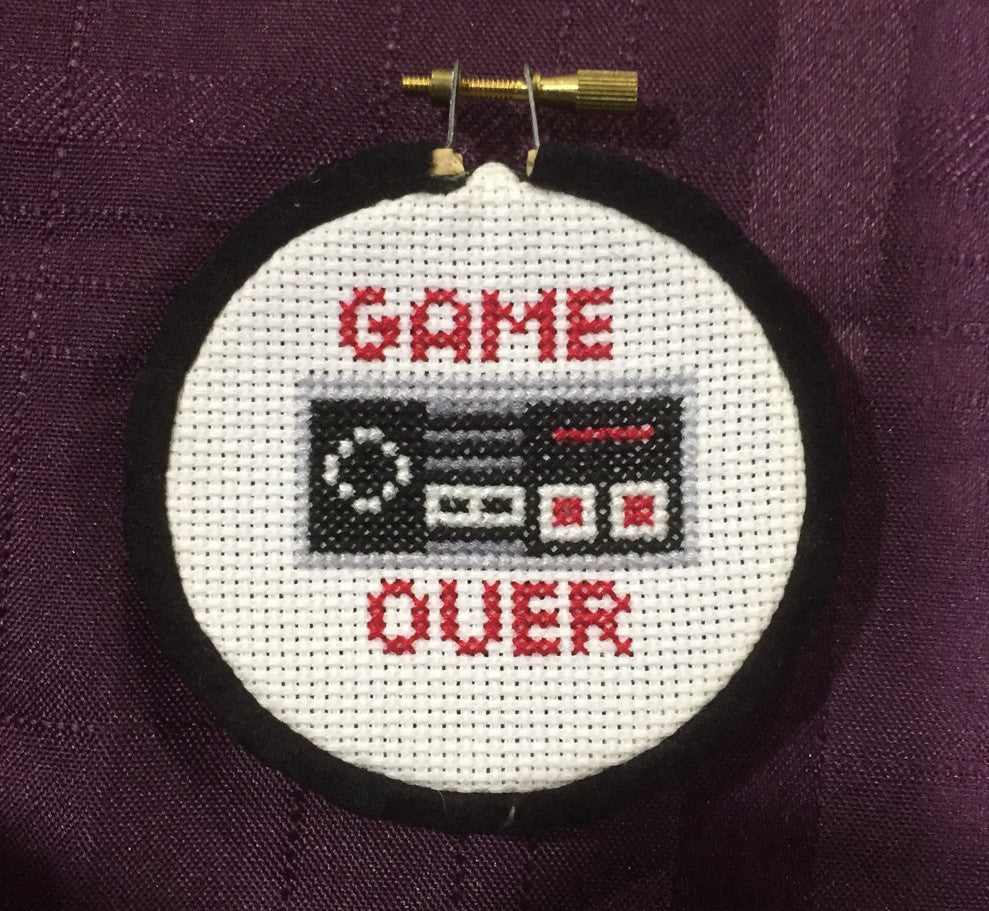 Game Over Controller Counted Cross Stitch DIY Kit, Pattern and Instructions-0