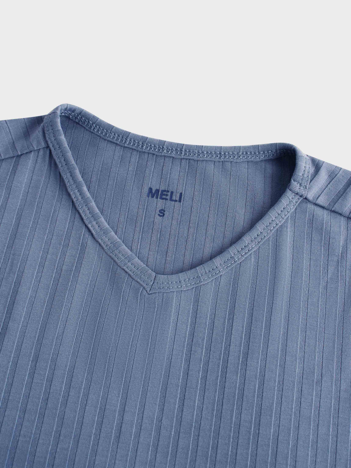 Ribbed High V Bomber-Denim Blue-2