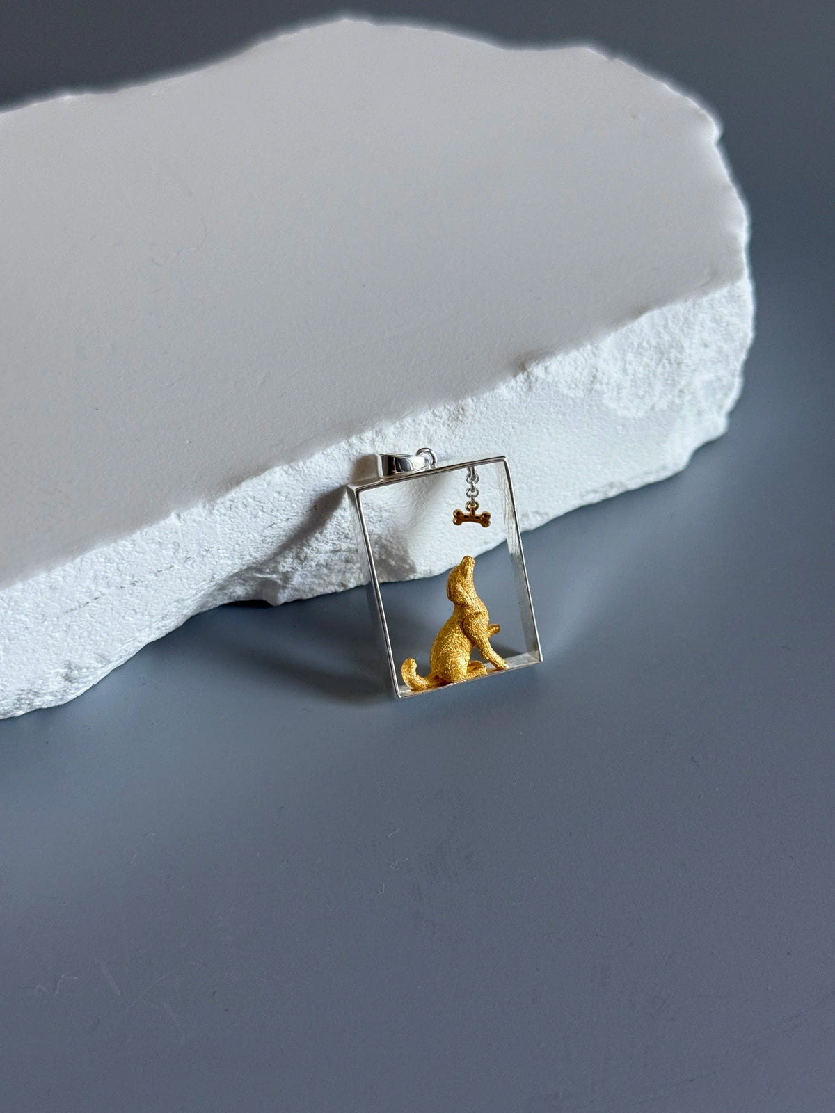 925 Sterling Silver  18K Gold-Plated Dog Pendant Handmade Pet Lover Charm-7