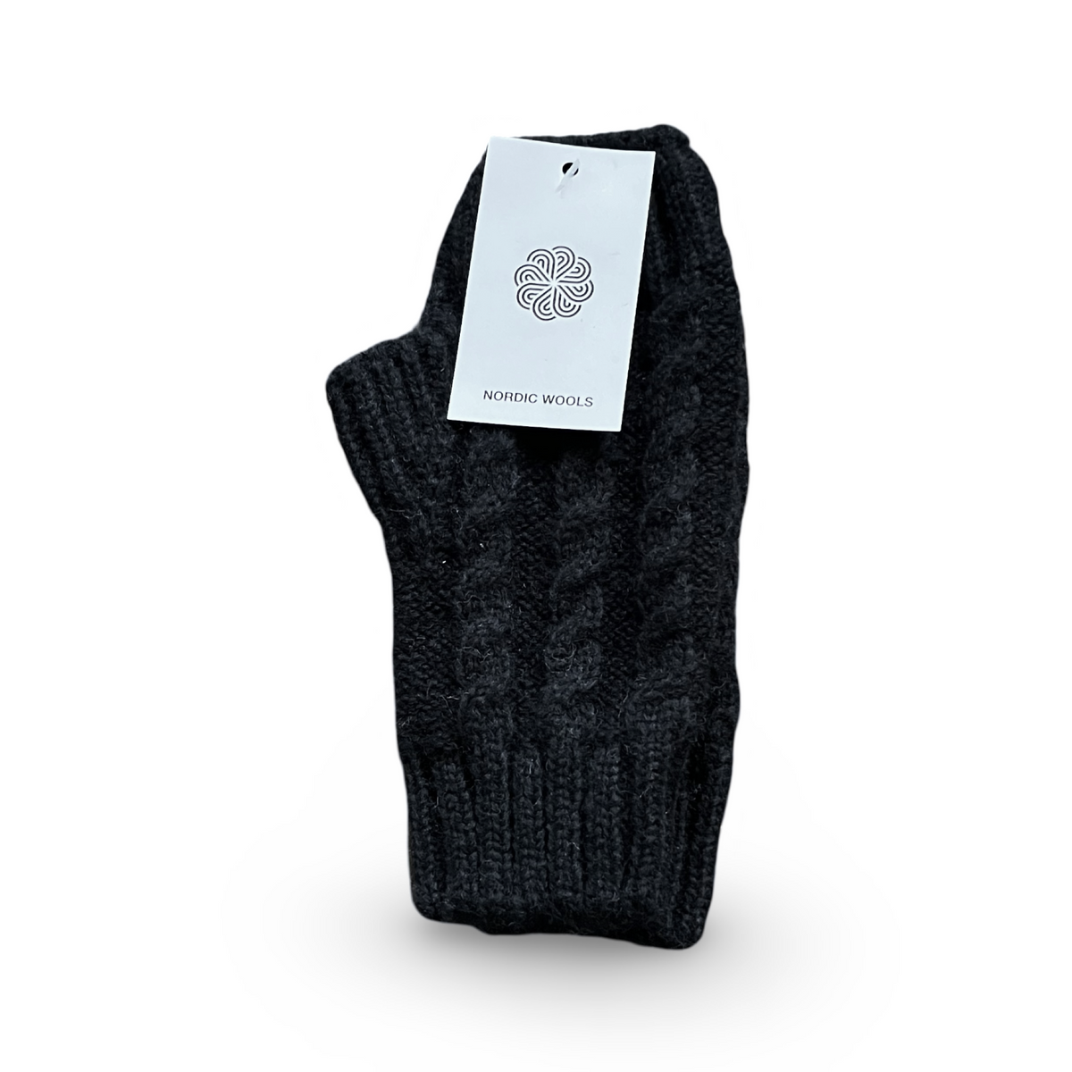 Cozy Black Cable-Knit Fingerless Gloves-0