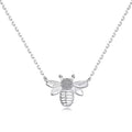 925 Sterling Silver Bee CharmNature Inspired  Necklace  Zirconia-0