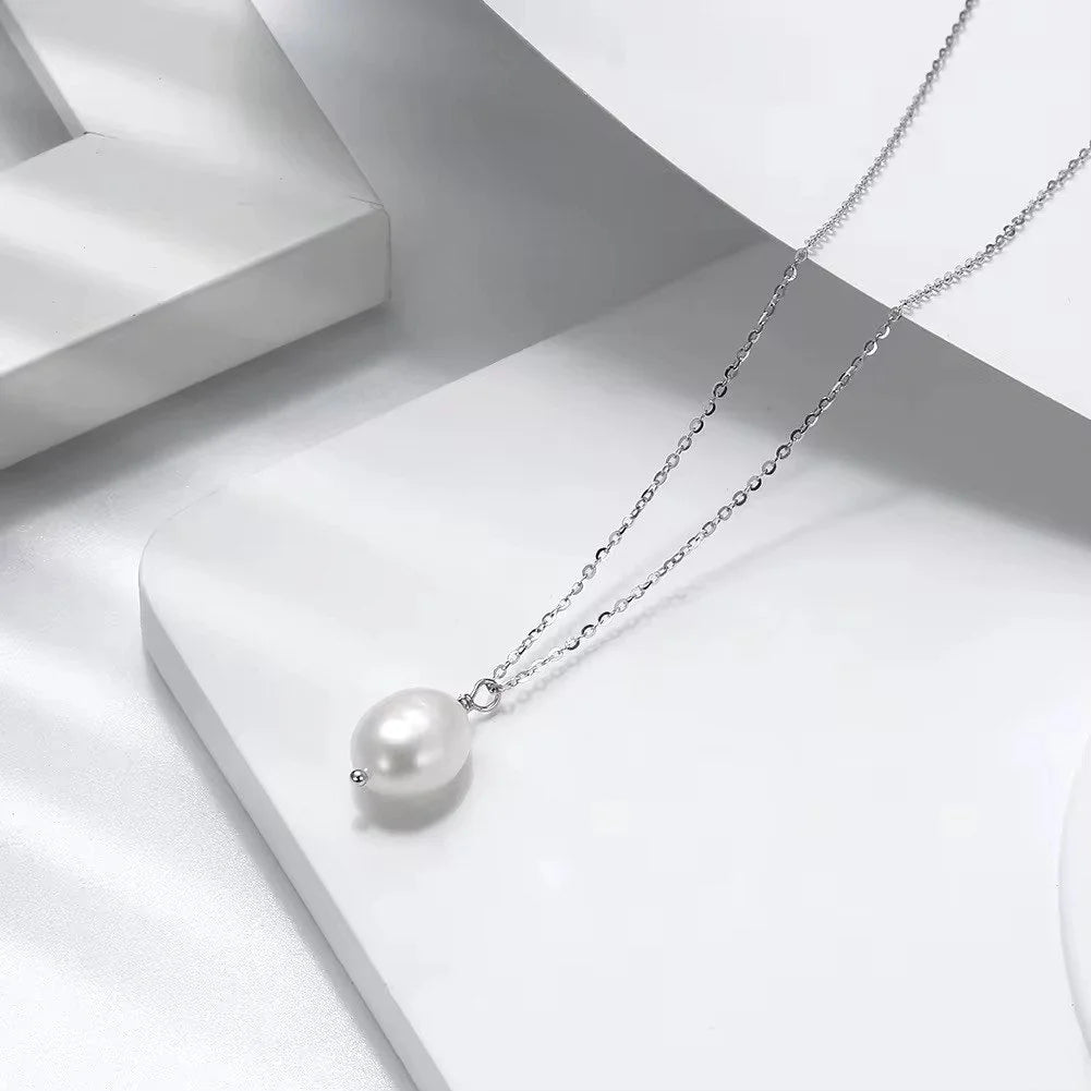 925 Sterling Silver Baroque Pearl Necklace with Cultured Freshwater Pearl-1